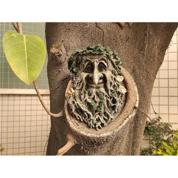 Old Man Tree Face Decor Sculpture Flower Planter Pot by Waterproof Resin - Picture 5 of 8